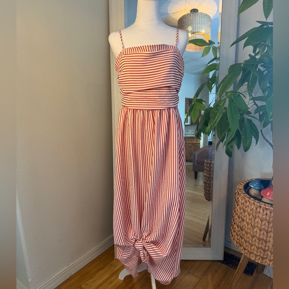 SHEIN Red and Cream Stripe Dress